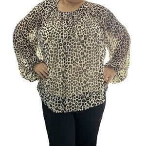 Maeve Leopard Print Pheasant Blouse Size 1X